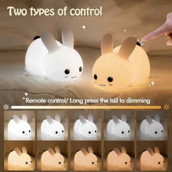 Perfect Gift Jade bunny Sleeping lamp light up silicone animal night light - Picture 13 of 16